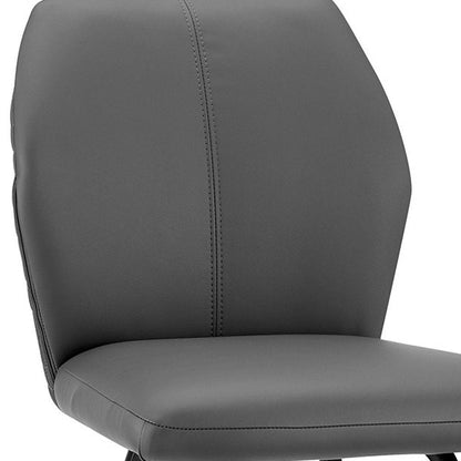 30" Gray And Black Faux Leather And Fabric And Iron Bar Height Bar Chair HomeRoots