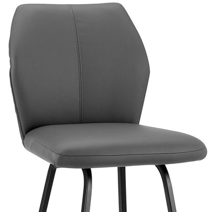 30" Gray And Black Faux Leather And Fabric And Iron Bar Height Bar Chair HomeRoots