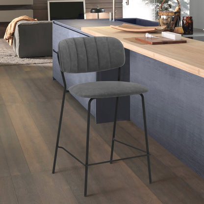 26" Gray And Black Iron Counter Height Bar Chair HomeRoots