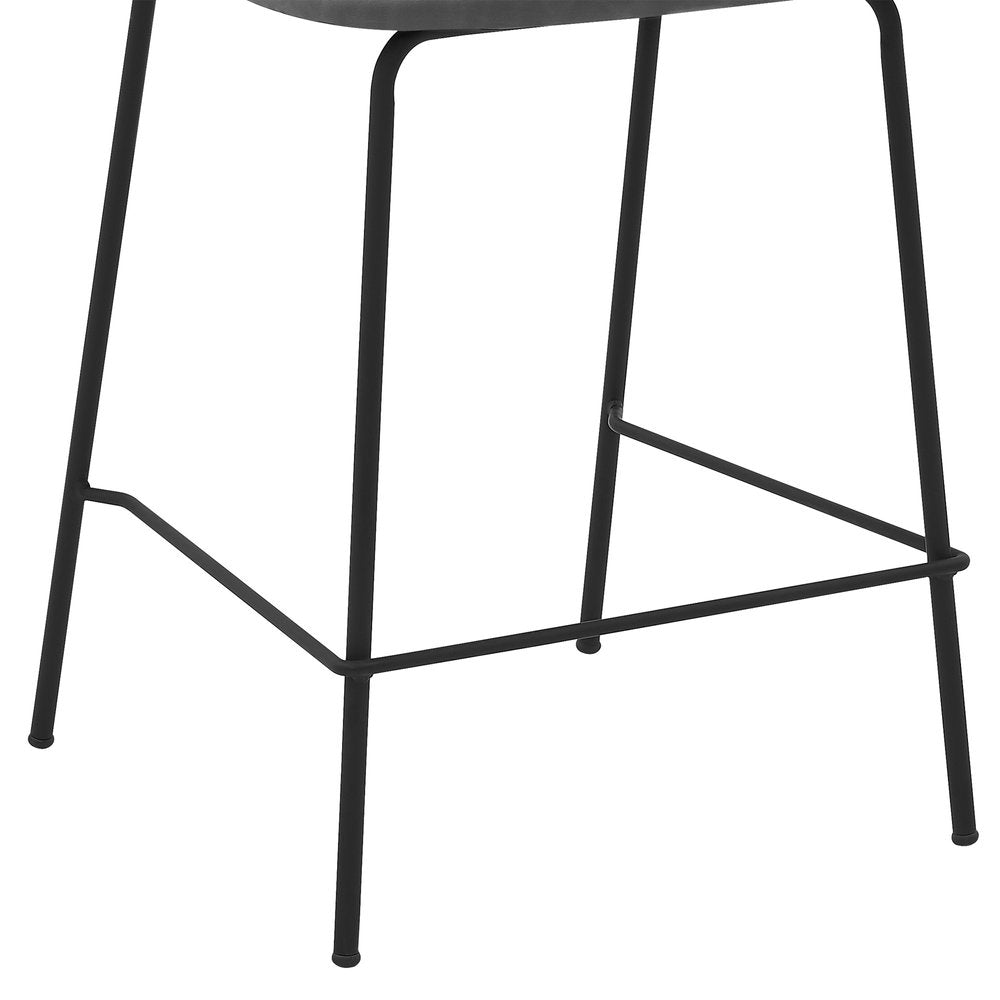26" Gray And Black Fabric And Iron Counter Height Bar Chair HomeRoots