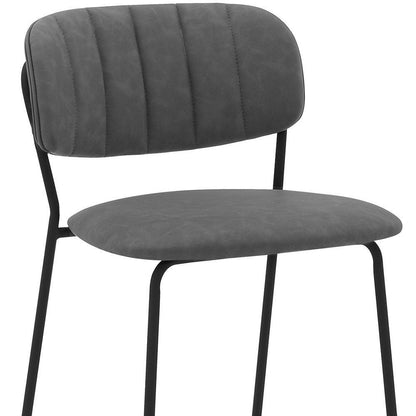 26" Gray And Black Fabric And Iron Counter Height Bar Chair HomeRoots