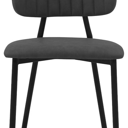 26" Gray And Black Faux Leather And Iron Low Back Counter Height Bar Chair HomeRoots