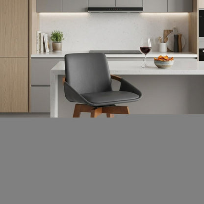 27" Gray And Brown Iron Swivel Counter Height Bar Chair HomeRoots