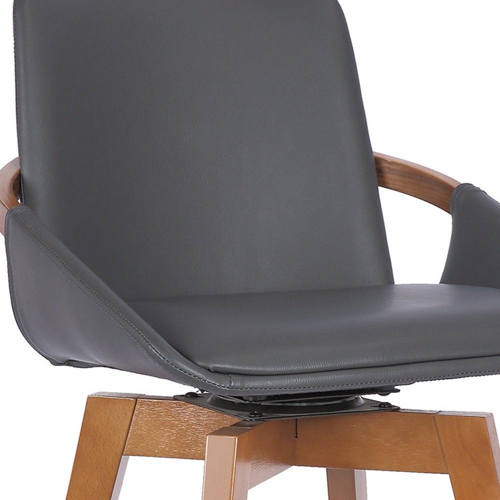 27" Gray And Brown Fabric And Iron Counter Height Swivel Bar Chair HomeRoots