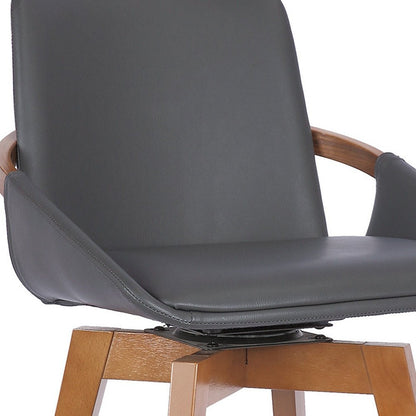 27" Gray And Brown Fabric And Iron Counter Height Swivel Bar Chair HomeRoots