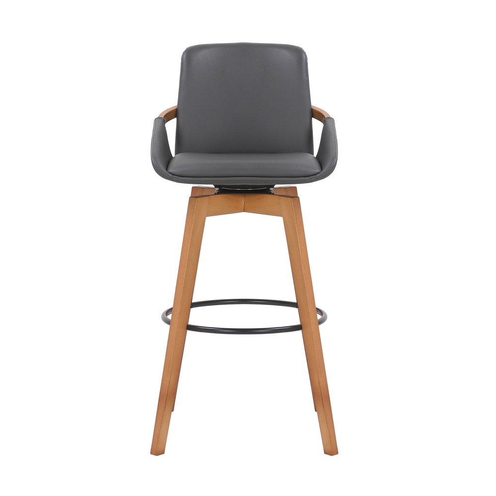 31" Gray And Black Fabric And Iron Bar Height Swivel Bar Chair HomeRoots