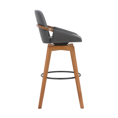 31" Gray And Black Fabric And Iron Bar Height Swivel Bar Chair HomeRoots