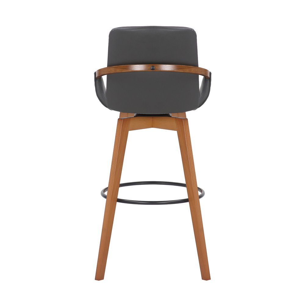 31" Gray And Black Fabric And Iron Bar Height Swivel Bar Chair HomeRoots