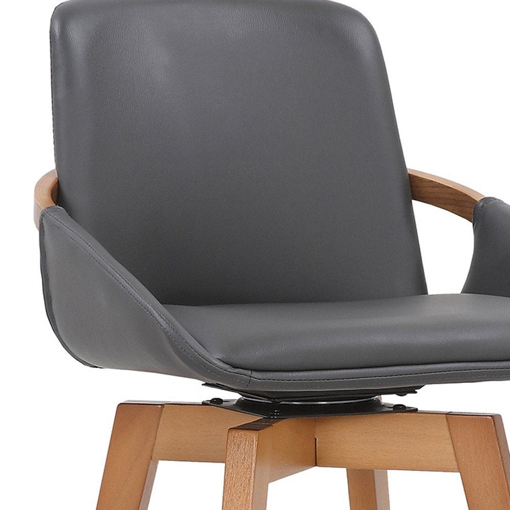 31" Gray And Black Fabric And Iron Bar Height Swivel Bar Chair HomeRoots