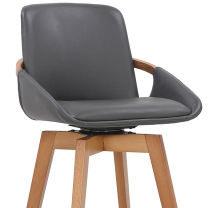 31" Gray And Black Fabric And Iron Bar Height Swivel Bar Chair HomeRoots