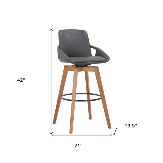 31" Gray And Black Iron Swivel Bar Height Bar Chair - FurniFindUSA