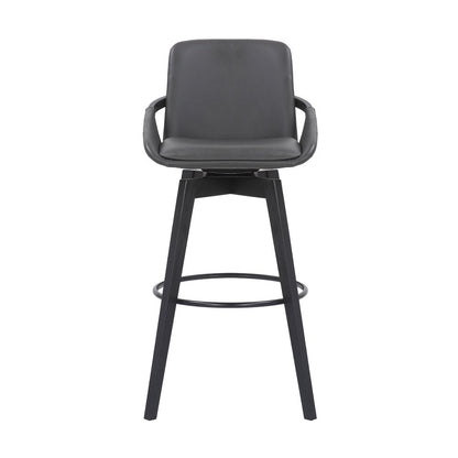 31" Gray And Black Fabric And Iron Bar Height Swivel Bar Chair HomeRoots