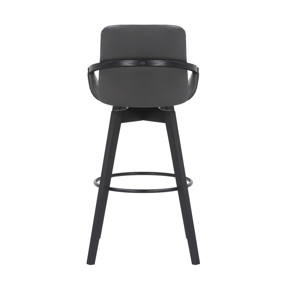 31" Gray And Black Fabric And Iron Bar Height Swivel Bar Chair HomeRoots
