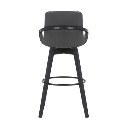 31" Gray And Black Fabric And Iron Bar Height Swivel Bar Chair HomeRoots