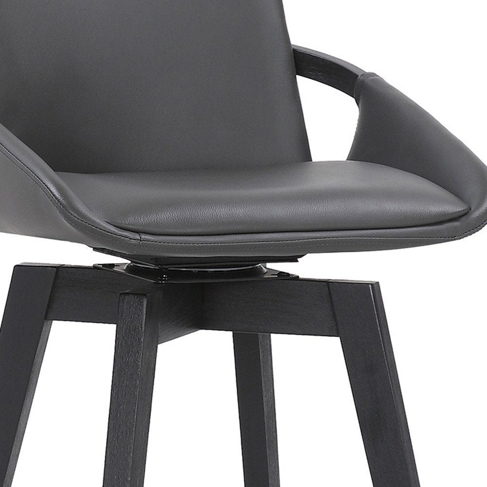 31" Gray And Black Fabric And Iron Bar Height Swivel Bar Chair HomeRoots