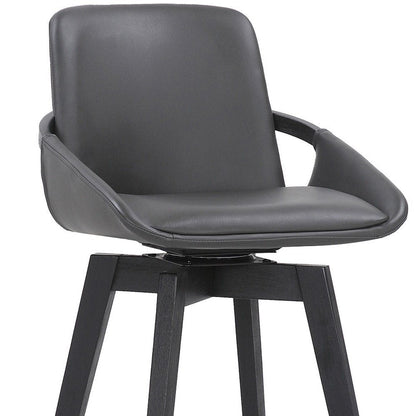 31" Gray And Black Fabric And Iron Bar Height Swivel Bar Chair HomeRoots