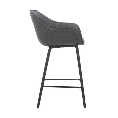 26" Gray And Black Iron Counter Height Bar Chair HomeRoots