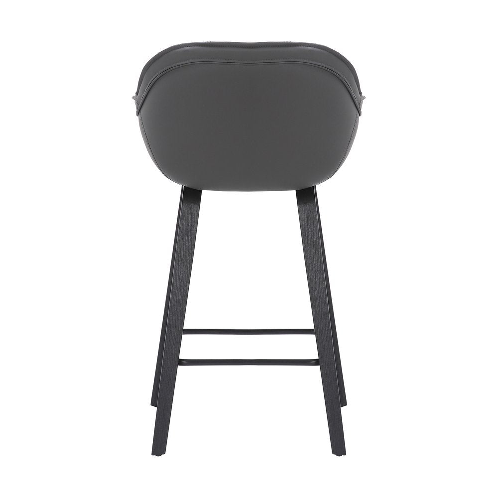 26" Gray And Black Fabric And Iron Counter Height Bar Chair HomeRoots