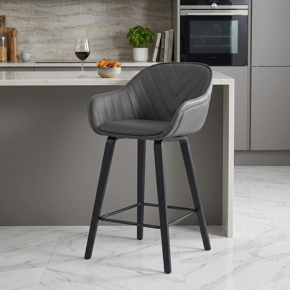 26" Gray And Black Iron Counter Height Bar Chair HomeRoots