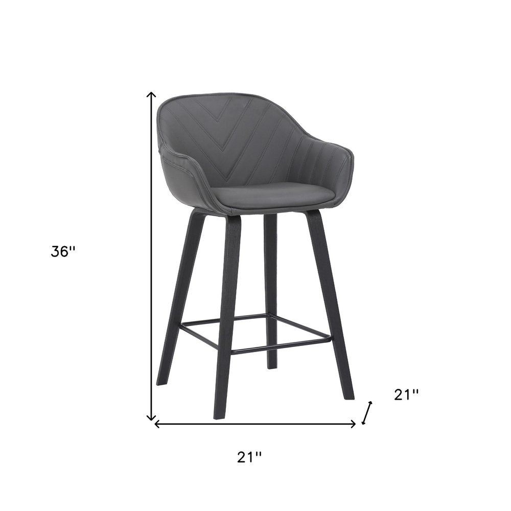 26" Gray And Black Iron Counter Height Bar Chair HomeRoots