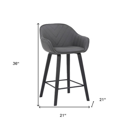 26" Gray And Black Iron Counter Height Bar Chair HomeRoots
