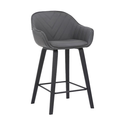 26" Gray And Black Fabric And Iron Counter Height Bar Chair HomeRoots