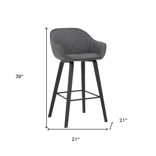 30" Gray And Black Iron Bar Height Bar Chair