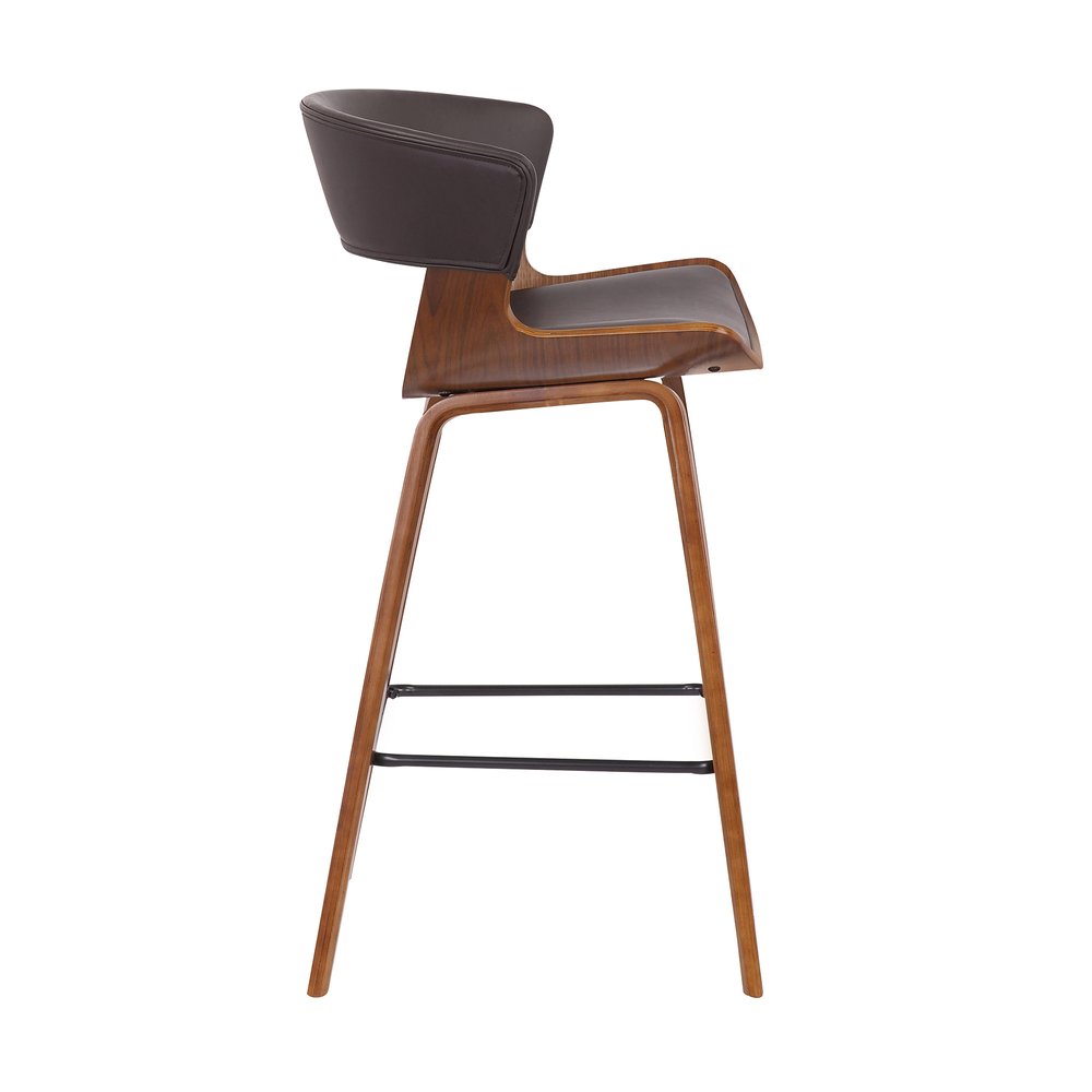 27" Brown Faux Leather And Iron Low Back Counter Height Bar Chair HomeRoots