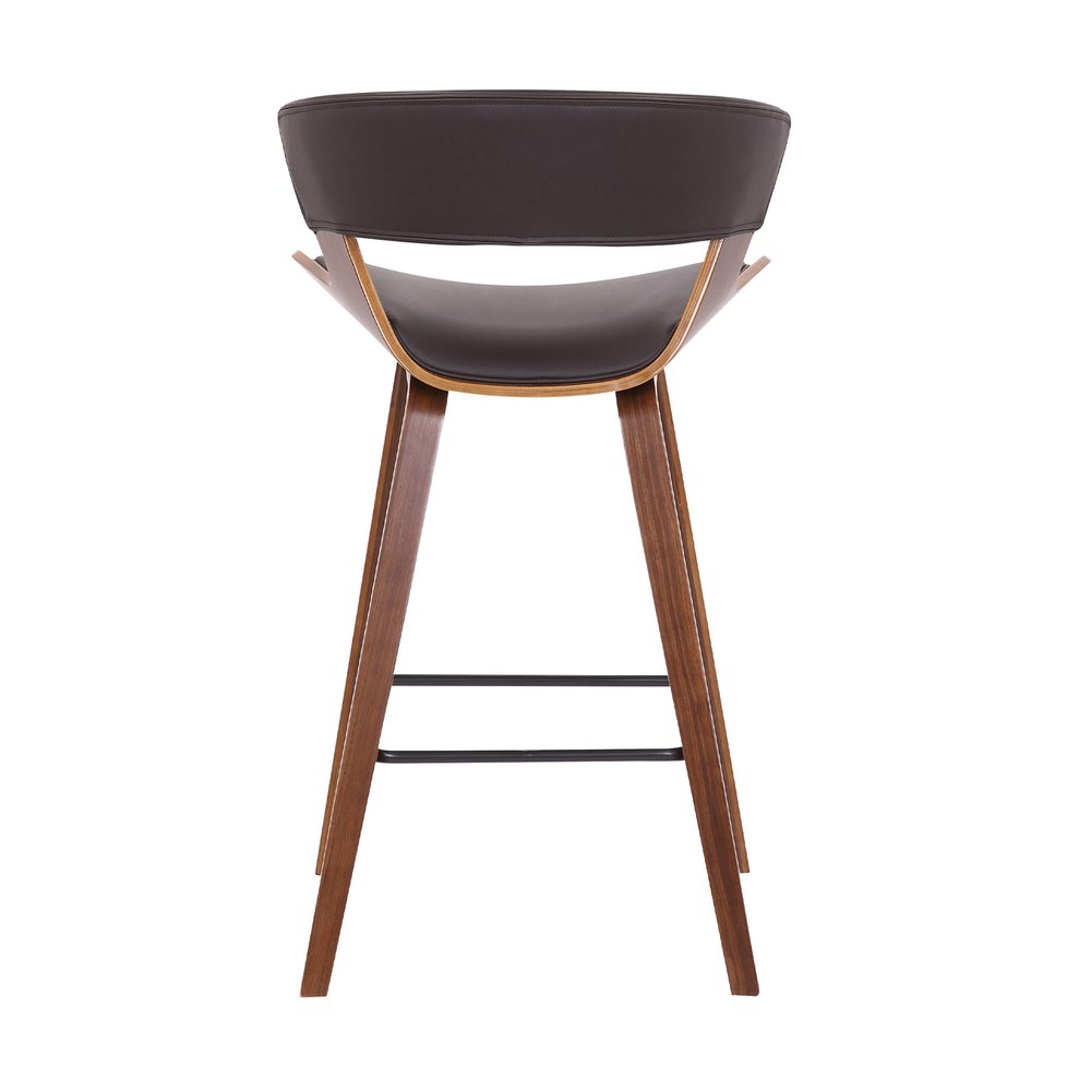 27" Brown Faux Leather And Iron Low Back Counter Height Bar Chair HomeRoots