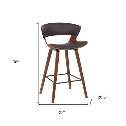 27" Brown Faux Leather And Iron Low Back Counter Height Bar Chair HomeRoots