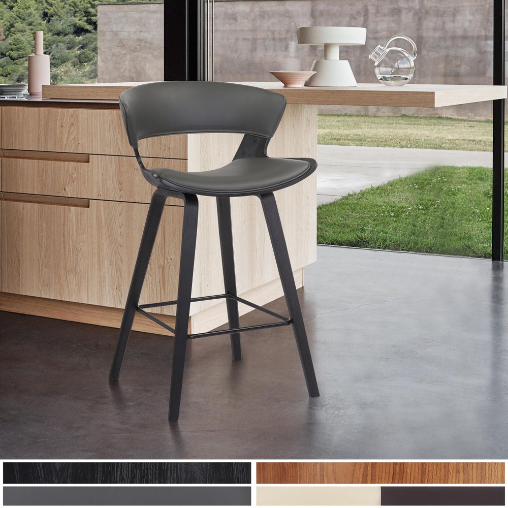 27" Gray And Black Fabric And Iron Low Back Counter Height Bar Chair HomeRoots