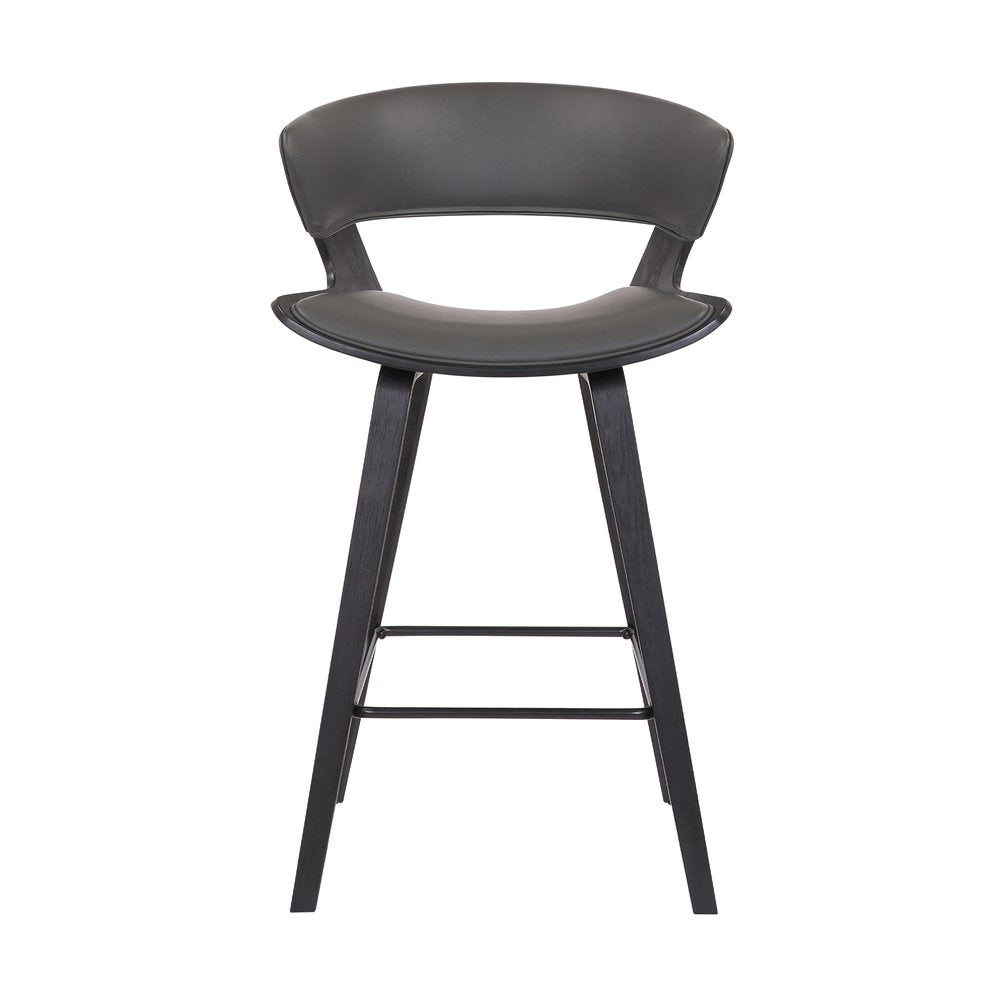 27" Gray And Black Fabric And Iron Low Back Counter Height Bar Chair HomeRoots
