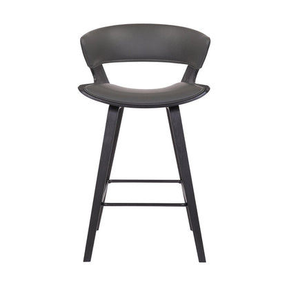 27" Gray And Black Fabric And Iron Low Back Counter Height Bar Chair HomeRoots