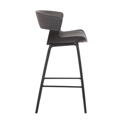 27" Gray And Black Fabric And Iron Low Back Counter Height Bar Chair HomeRoots