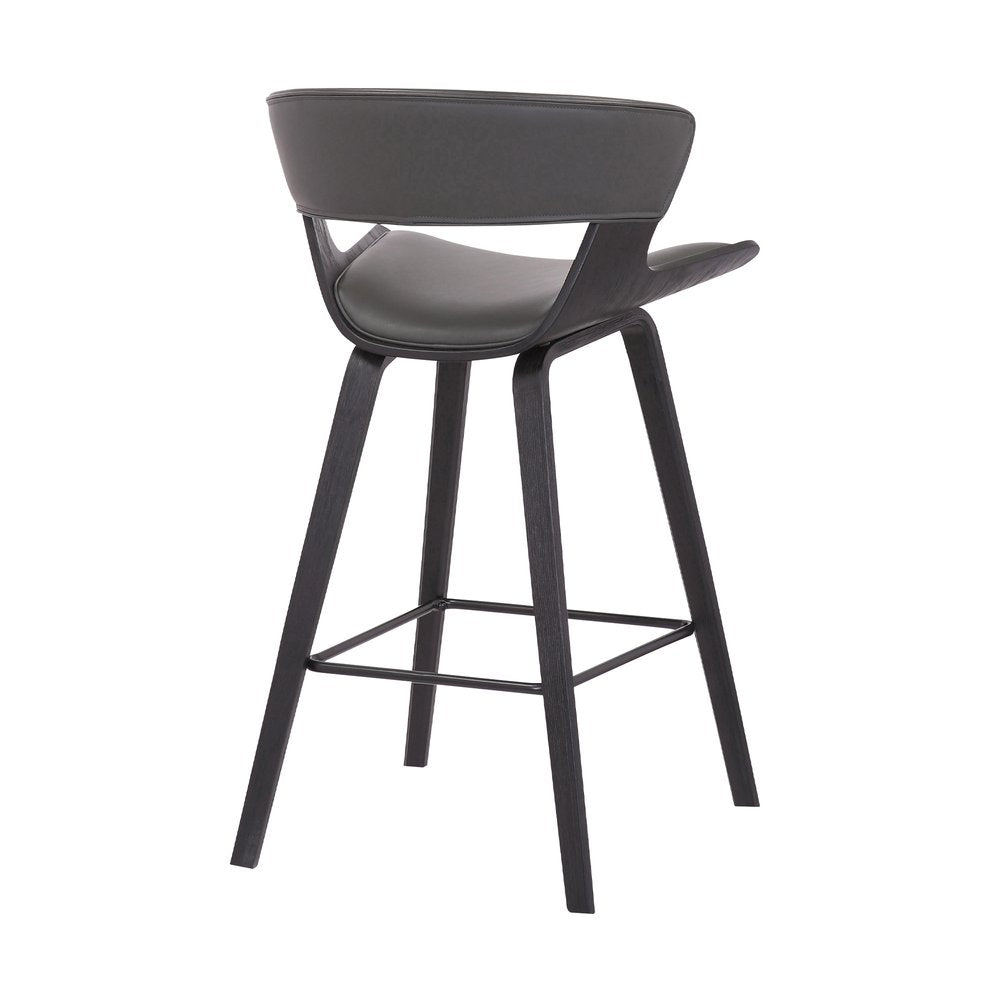 27" Gray And Black Fabric And Iron Low Back Counter Height Bar Chair HomeRoots