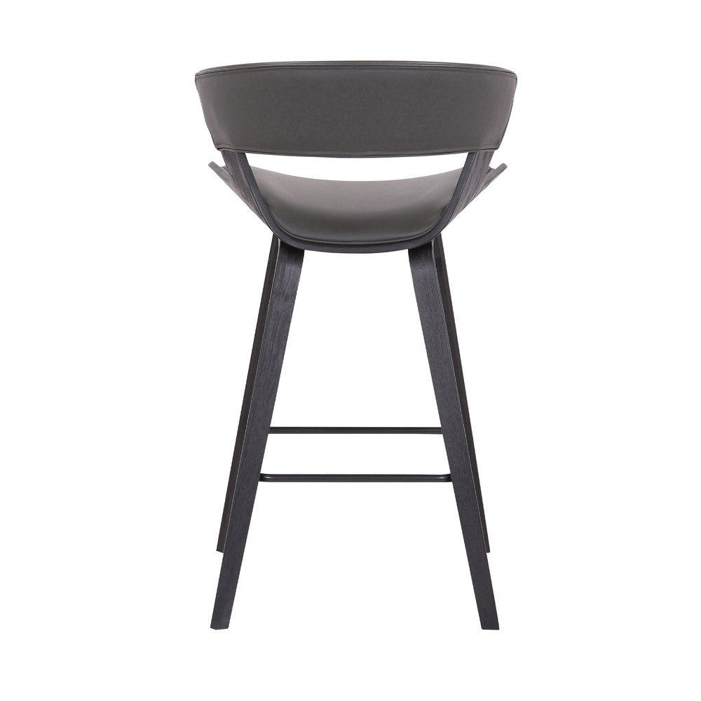 27" Gray And Black Fabric And Iron Low Back Counter Height Bar Chair HomeRoots