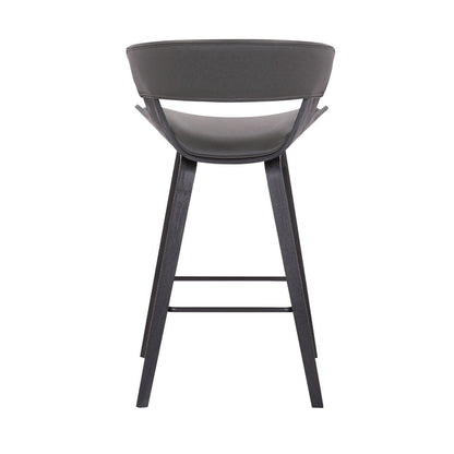 27" Gray And Black Fabric And Iron Low Back Counter Height Bar Chair HomeRoots