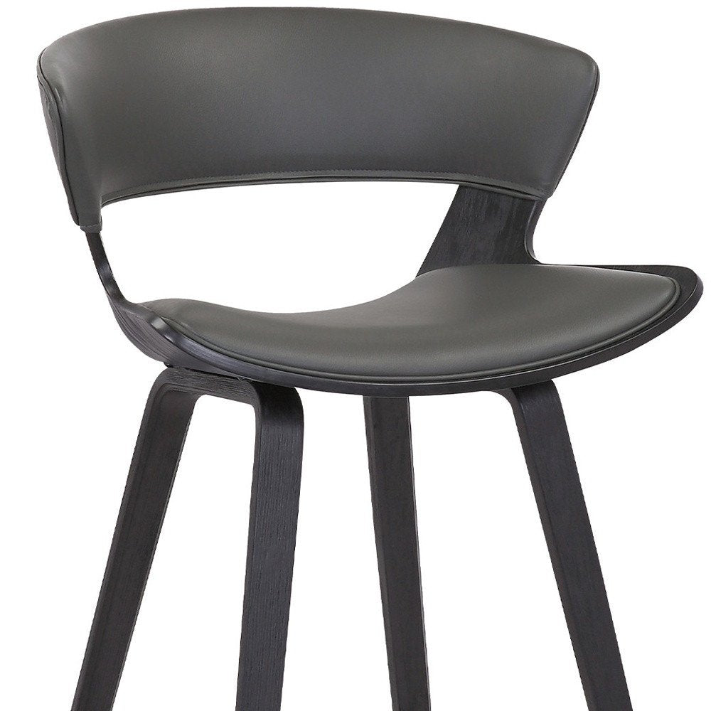 27" Gray And Black Fabric And Iron Low Back Counter Height Bar Chair HomeRoots