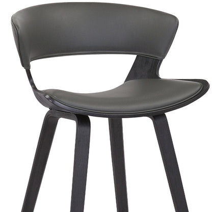 27" Gray And Black Fabric And Iron Low Back Counter Height Bar Chair HomeRoots