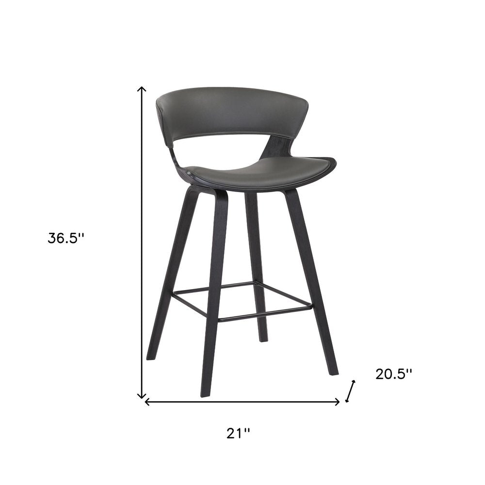 27" Gray And Black Fabric And Iron Low Back Counter Height Bar Chair HomeRoots