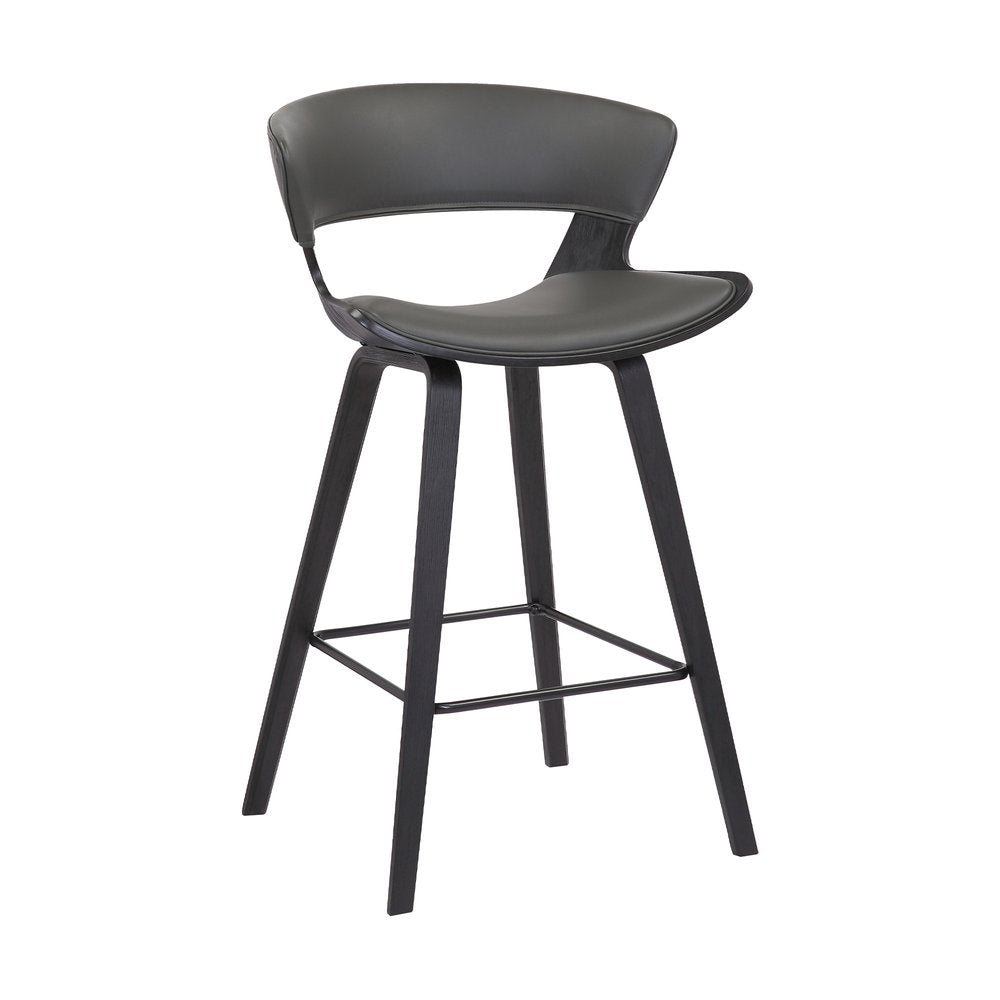 27" Gray And Black Fabric And Iron Low Back Counter Height Bar Chair HomeRoots