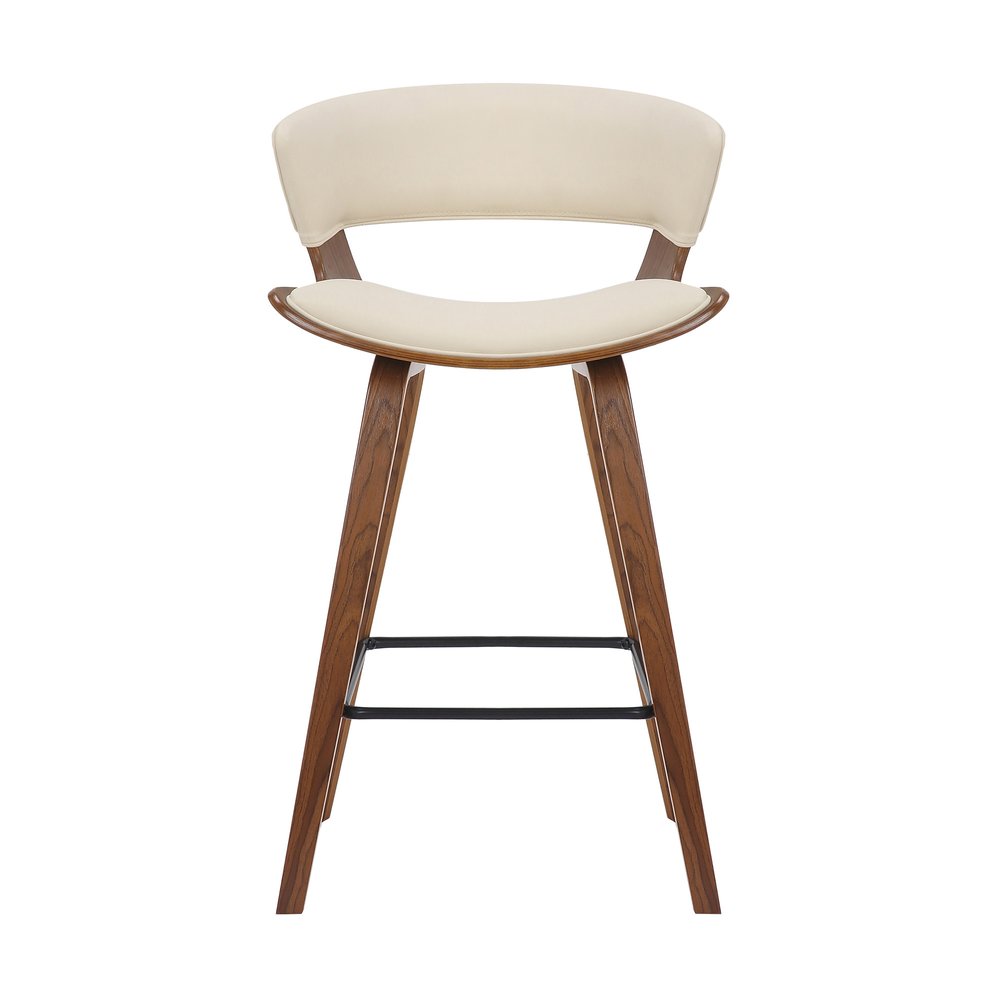 27" Cream And Brown Fabric And Iron Low Back Counter Height Bar Chair HomeRoots