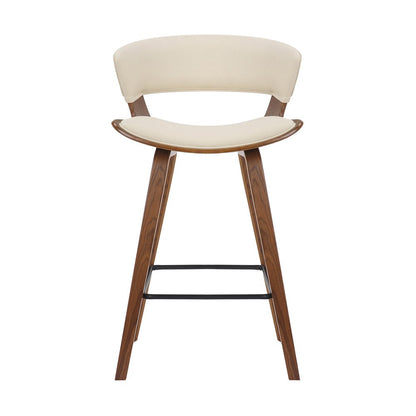 27" Cream And Brown Fabric And Iron Low Back Counter Height Bar Chair HomeRoots
