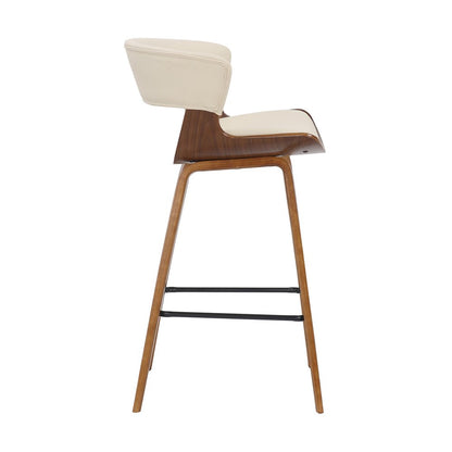 27" Cream And Brown Fabric And Iron Low Back Counter Height Bar Chair HomeRoots
