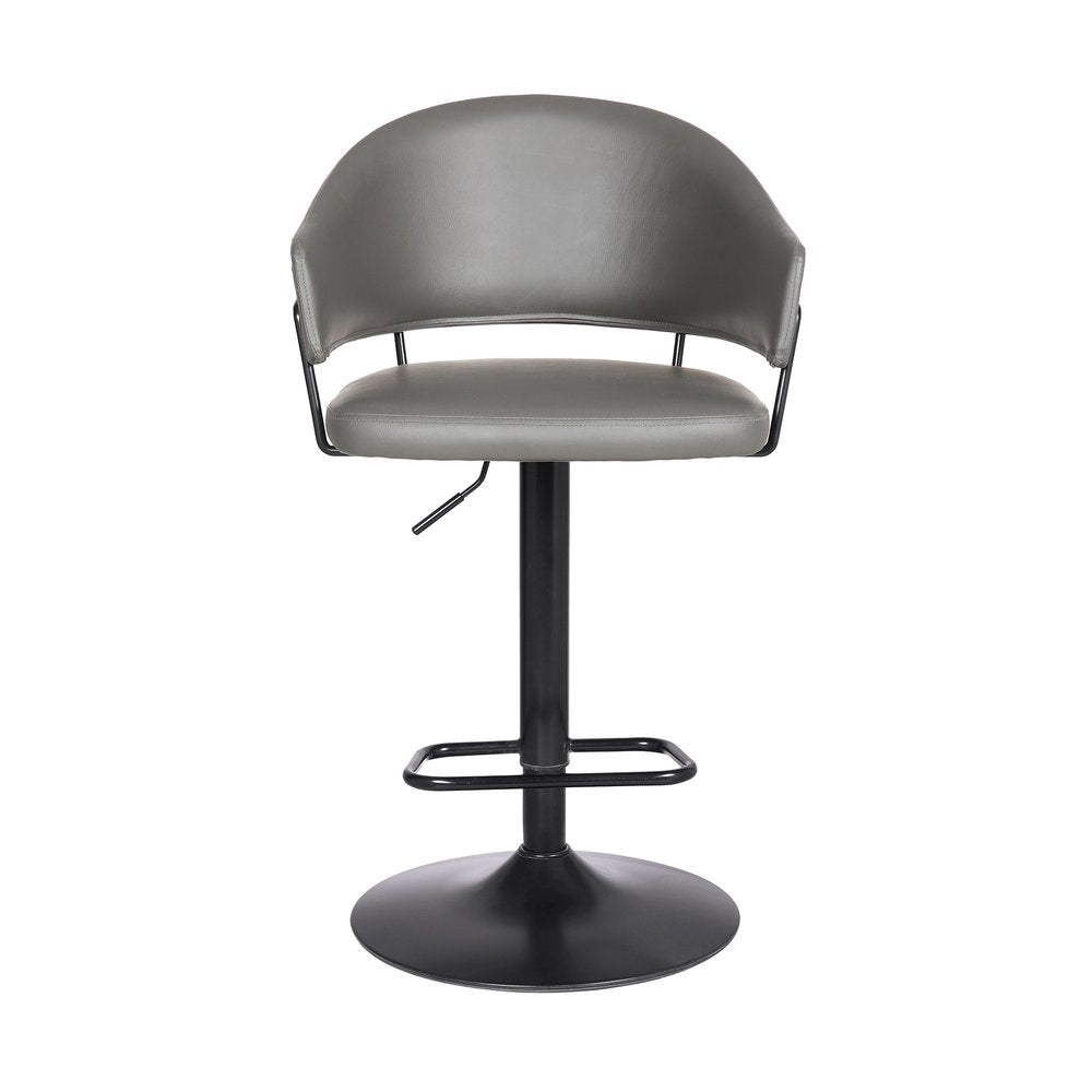 Gray And Black Fabric And Iron Adjustable Height Swivel Bar Chair HomeRoots
