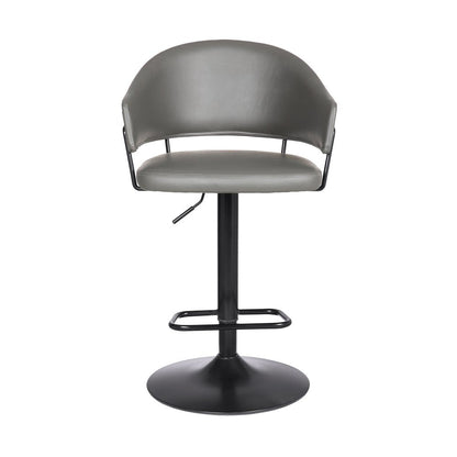 Gray And Black Fabric And Iron Adjustable Height Swivel Bar Chair HomeRoots