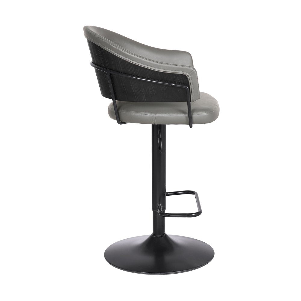 Gray And Black Fabric And Iron Adjustable Height Swivel Bar Chair HomeRoots