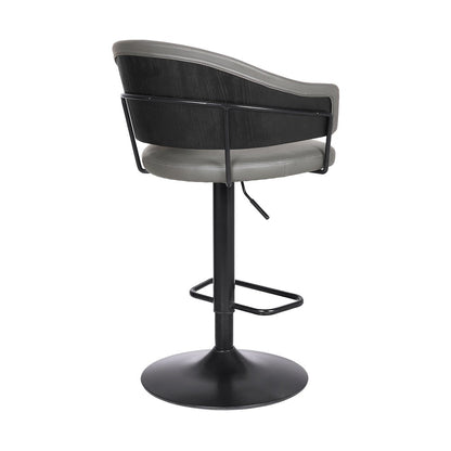 Gray And Black Fabric And Iron Adjustable Height Swivel Bar Chair HomeRoots