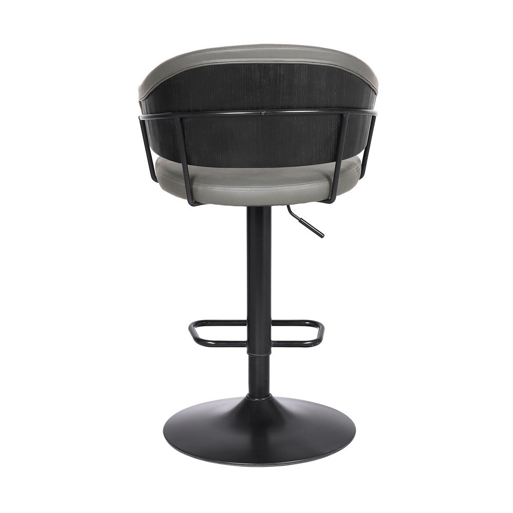 Gray And Black Fabric And Iron Adjustable Height Swivel Bar Chair HomeRoots