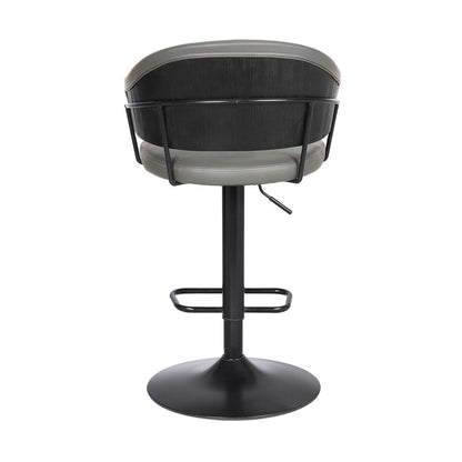 Gray And Black Fabric And Iron Adjustable Height Swivel Bar Chair HomeRoots